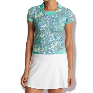 ADIDAS GOLF Polo Medium Floral Layered Polo Shirt in Hi-Res Blue